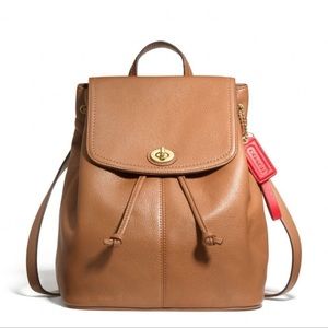 Coach “Park” pebbled leather backpack camel tan